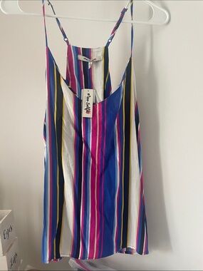 Moss & Spy Multicolor Vertical Stripe Cami Tank - Blue/Pink/White/Yellow/Black